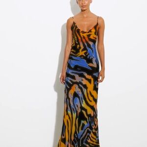 Rat & Boa Vibrant Orange and Blue Maxi Dress